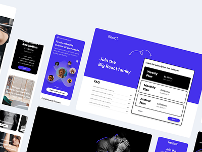 React - Fitness Club - UI/UX animation app branding concept design interaction site ui ux web
