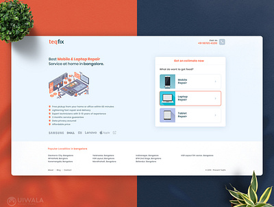 Web UI for Teqfix 2020 trend design landing page ui ui design ui ux web design web development web ui web ui ux webdesign website design