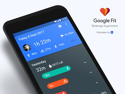 Google Fit - Redesign android app dashboard fit fitness google redesign ui ux