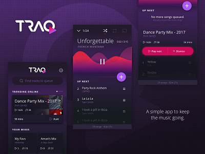 TRAQ - Music Queueing app for parties android app gradient music party track ui visualiser