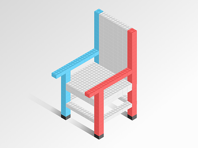 Lego Chair blocks blue chair illustration isometric lego minimal play red simple