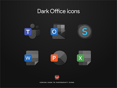 Microsoft Office icons - Dark android excel icons material design material icons microsoft outlook paperkraft powerpoint skype teams word