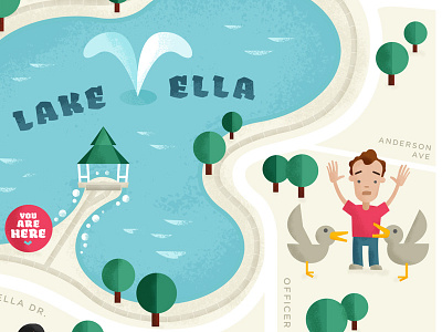 The Lake Ella Adventure blackletter duck attack illustration tallahassee