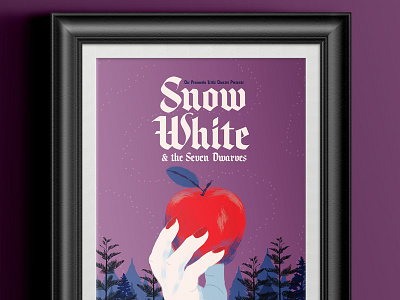 Snow White apple blackletter illustration snow white