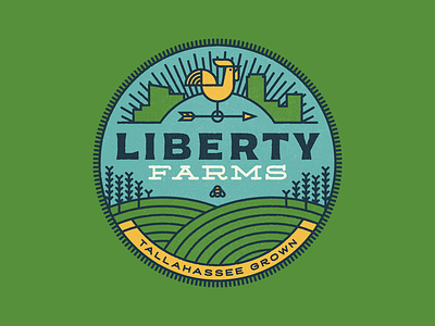 Liberty Farms bee farm logo monoline rooster urban weathervane