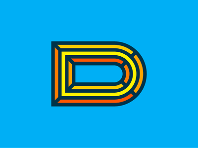 Faceted D d logo thick lines vector