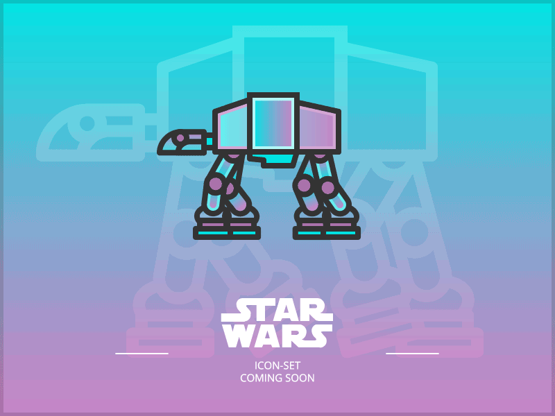 Star Wars AT-AT at at gradient icon line lineicon star starwars war