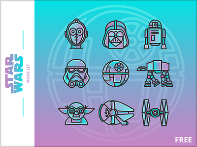 Star Wars death star free free download freebie gradient icon line lineicon star starwars war yoda