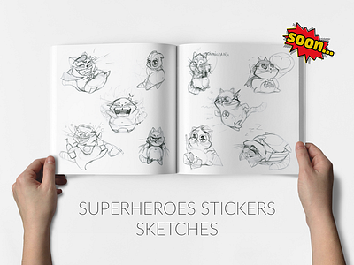 Superheroes stickers sketches batman captainamerica cat flash hulk ironman marvel spiderman stickers superman thor wolverine