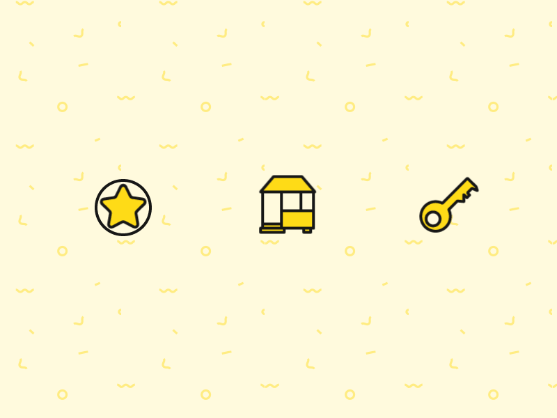 Beach House Animated Icons animated animation beach beach house fun icon icon set key look star sun tourism