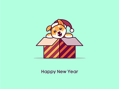 Yellow Puppy animal character cute dog gift happy holiday illustration new year pet puppy smile