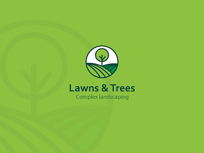 Lawns&Trees Company Logo branding grass green icon landscape lawn line line art logo logotype tree