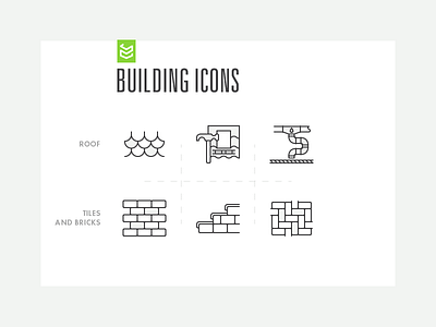 Building Icons Set brick bricklaying build building hammer icon instruments roll roof tile water pipes work