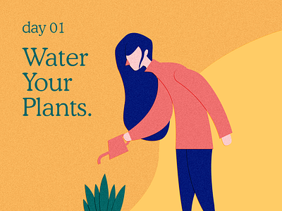 Watering Girl design flat illustration poster vector