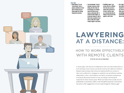 Feature for ACC Docket Magazine March - 2018 cover feature illustration lawyer magaine