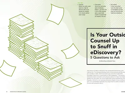 ACC Docket May Feature - 2019 business design feature icon illustration lawyer magazine spread typography