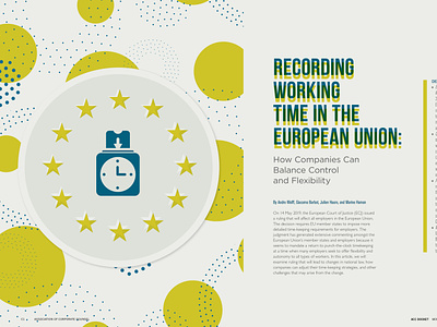 Time Reporting Article in the ACC Docket for Jan/Feb 2020 article business design feature icon illustration lawyer layers logo magazine spread typography