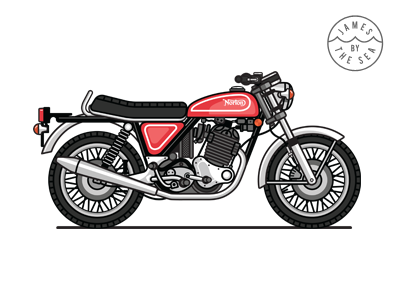 Motorbike Illustration - Norton Commando 850 1974 mk2a illustration line motorbike motorcycle norton vector vintage motorcycle