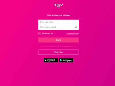 Relaunching tidyapp.io web version cleaning service cleaningapp login login page onboarding ondemand tidy tidyapp