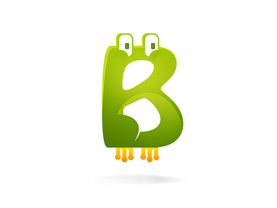 logo Bitfrog b charater frog green letter logo mascot money