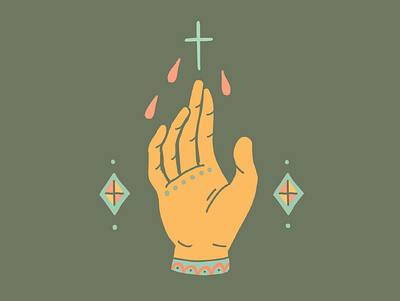 Intentions americana catholic cross flat illustration hand illustration magick mexicana praying religion religious spiritual tattoo idea