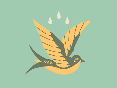 This Too Shall Pass americana bird cry flat flat illustration fly illustration mexicana sparrow tattoo idea tears