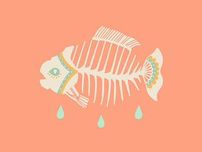 I'm ok americana dead drops fish flat flat illustration illustration mexicana skeleton skull tattoo tattoo idea