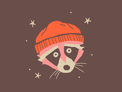 Sweater Weather beanie cold flat flat illustration illustration raccoon snow stars tattoo idea winter