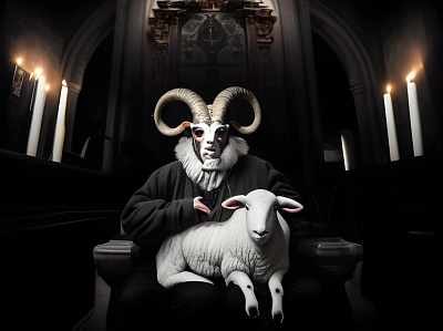 Baphomet holding a lamb illustration lamb occult painting satan satanic