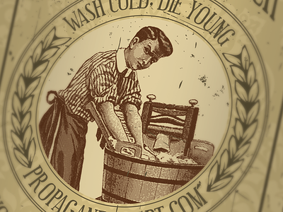 Wash Cold, Die Young hand washing illustration man retro vintage washing