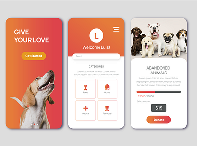 Charity Animals UI/UX Design app appdesign graphicdesign interface minimal ui ux