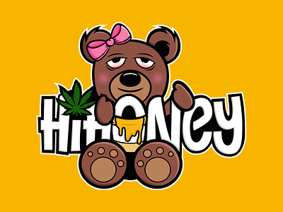 HiHoney - Weed Infused Honey bear bear logo brand branding cannabis cute design h logo honey identity illustration infusion logo logotype pot weed