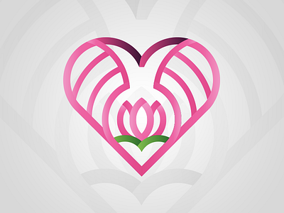 Love of the Lotus circle flower gradients heart identity logo lotus love nature symbol