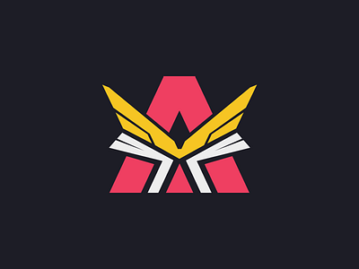 A + Wings Letter Logo Design a a letter apparel artist brand branding clothing designer esports game gaming identity logo logotype organization sports wings