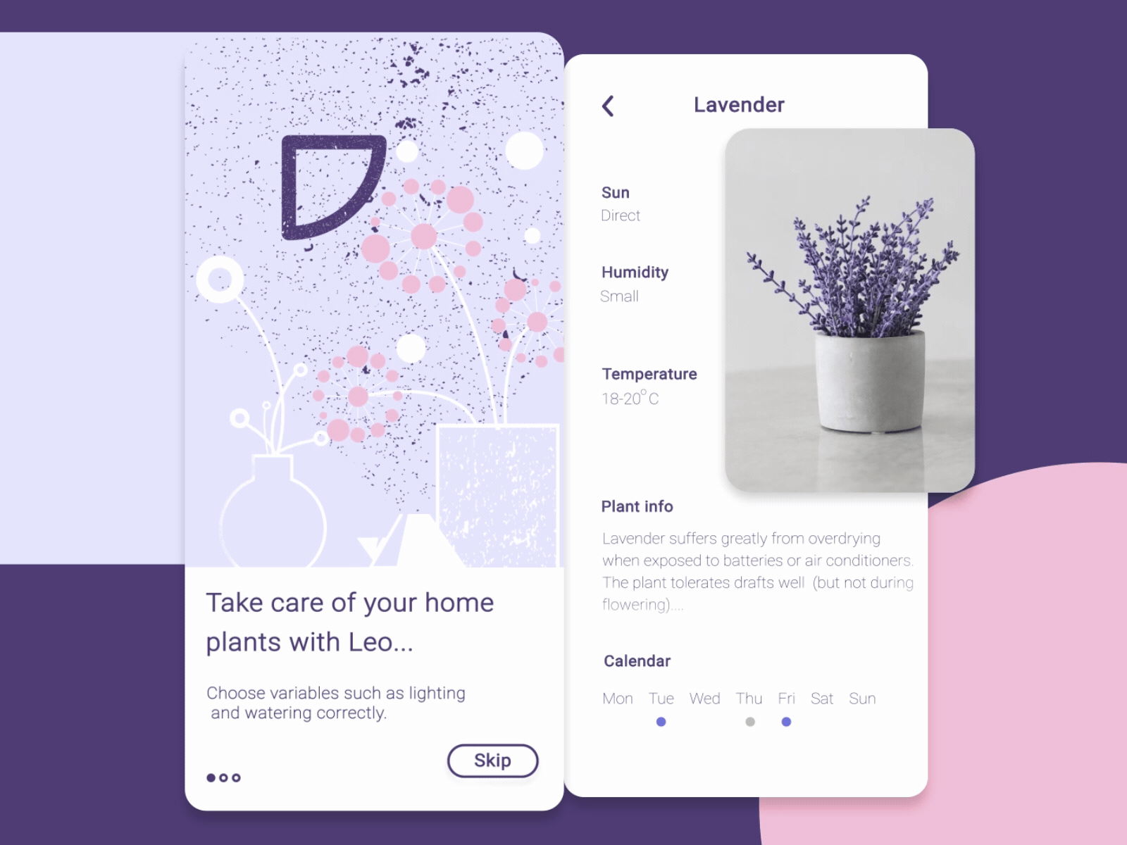 Plant care application - Leo abstraction android animation app clean colour design home illustration interaction minimal mobile motion design plant ui ux vector