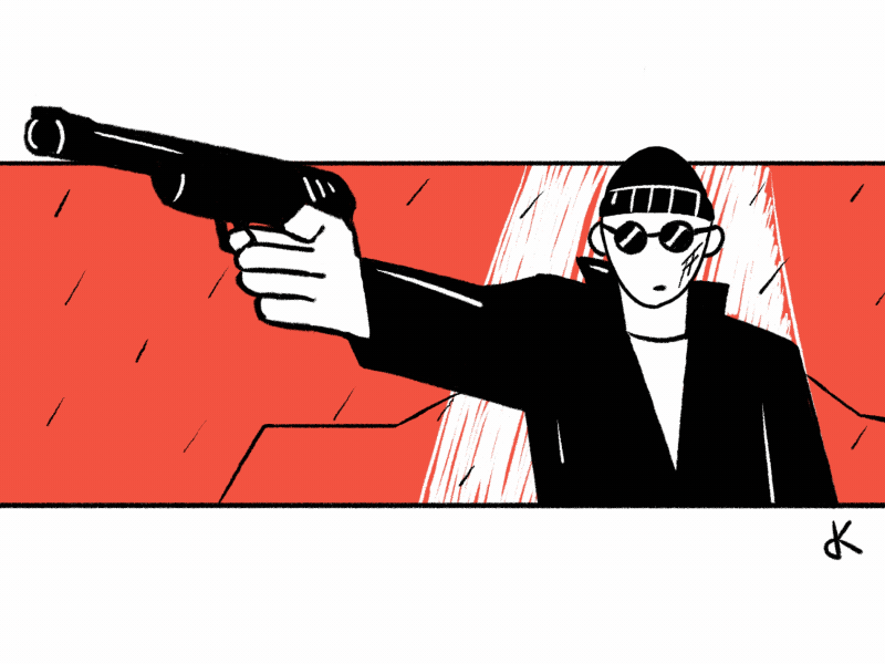 13 2d agent aim character coat comics danger gun illustration man night red shot