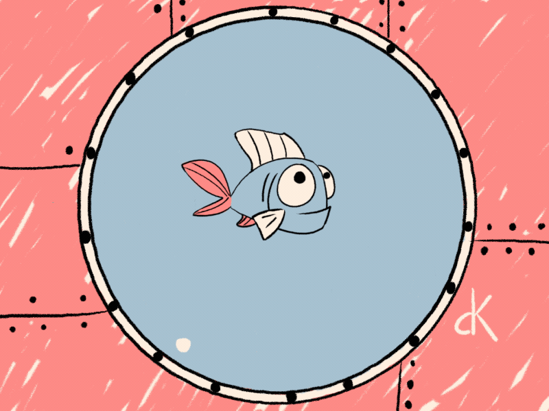 Crazy fish 2d animation cartoon character animation depth dive frame by frame gif hull illuminator illustration round sea ship sink water