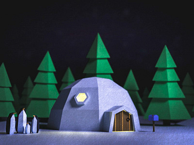 Winter Igloo 3d arctic art cute house igloo lowpoly maya penguins snow