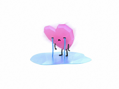 Happy Valentine's Day Dribbble 3d art crying cute heart love low poly maya minimalist pink sad valentines