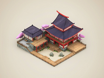 Welcome to Hanamura 3d architecture art cute environment game gaming isometric japanese lowpoly minimalist overwatch