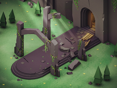Fallen Ruins 3d 3d model ancient art game gaming maya overgrown ruins