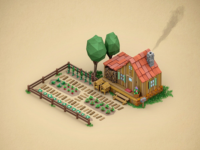 Stardew Valley Farm 3d cute farm house isometric maya stardewvalley