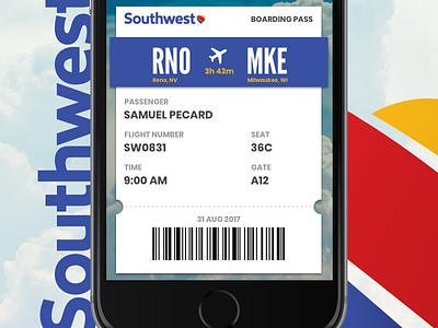 Daily UI 024 Boarding Pass airplane boarding pass daily ui daily ui 024 flight southwest