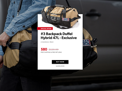 Daily UI 036 Special Offer buy now daily ui duffle bag special offer