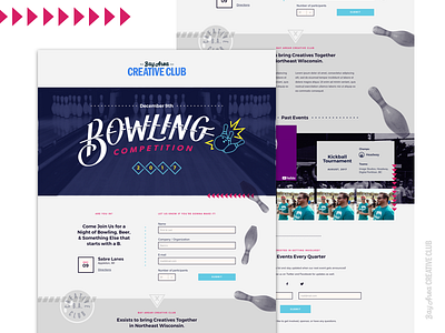 Bay Area Creative Club - Bowling Event Landing Page bay area creative club bowling event hand lettering landing page web design