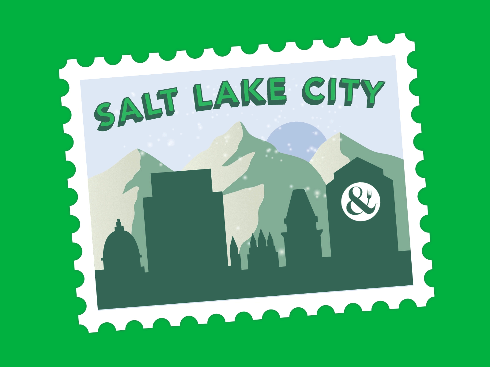 Crisp & Green - Salt Lake City Announcement animation city crisp green illustration mountains salt lake city skyline stamp utah