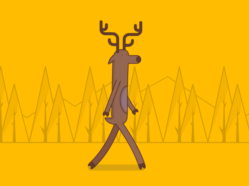 Deer Man deer nature walk cycle yellow