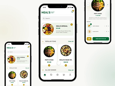 MEAL'S APP animation app delivery food green meal mobile protopie ui