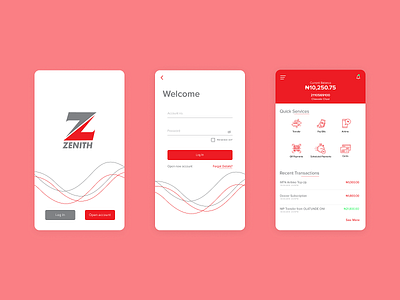 Zenith bank app design concept mobile app design uidesign uiux visual design