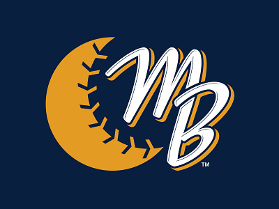 Midnight Baseball Logo baseball blue gold logo logo design midnight monogram sports yellow